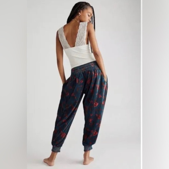 Free People Blue and Red Velvet Pants - Picture 2 of 7